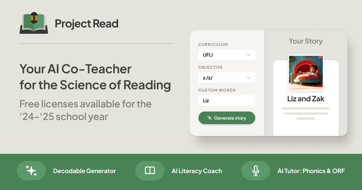 Project Read, your AI Co-Teacher for the Science of Reading